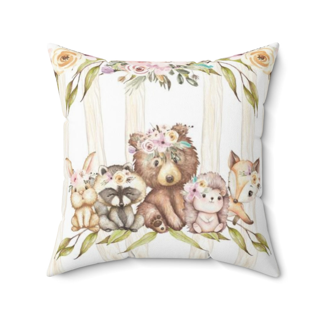 Girl Woodland Animals Pillow Cover, Woodland Nursery decor - Forest Friends