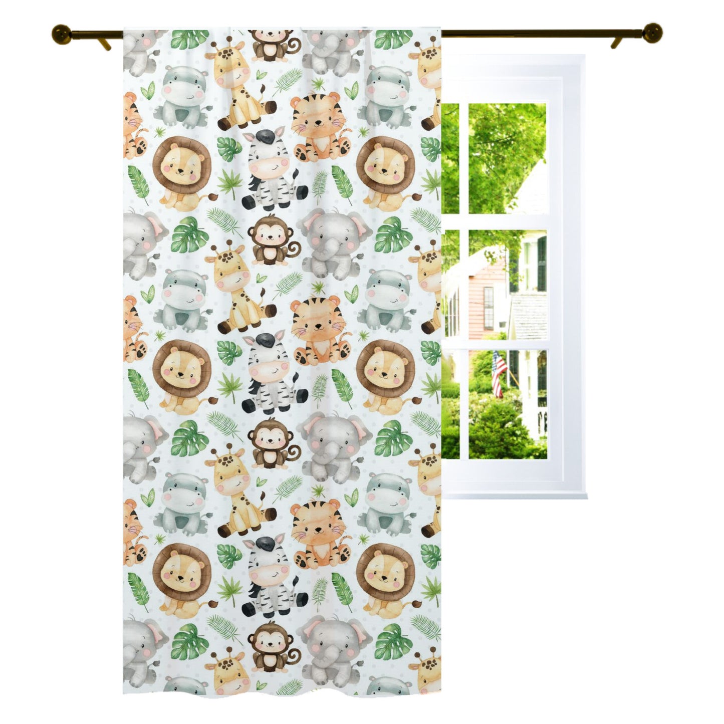 Safari animals Curtain, Single Panel, Safari nursery decor - Safari Explorer