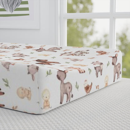 Farm Animals Changing Pad Cover, Barnyard Nursery Decor - Lovely Farm