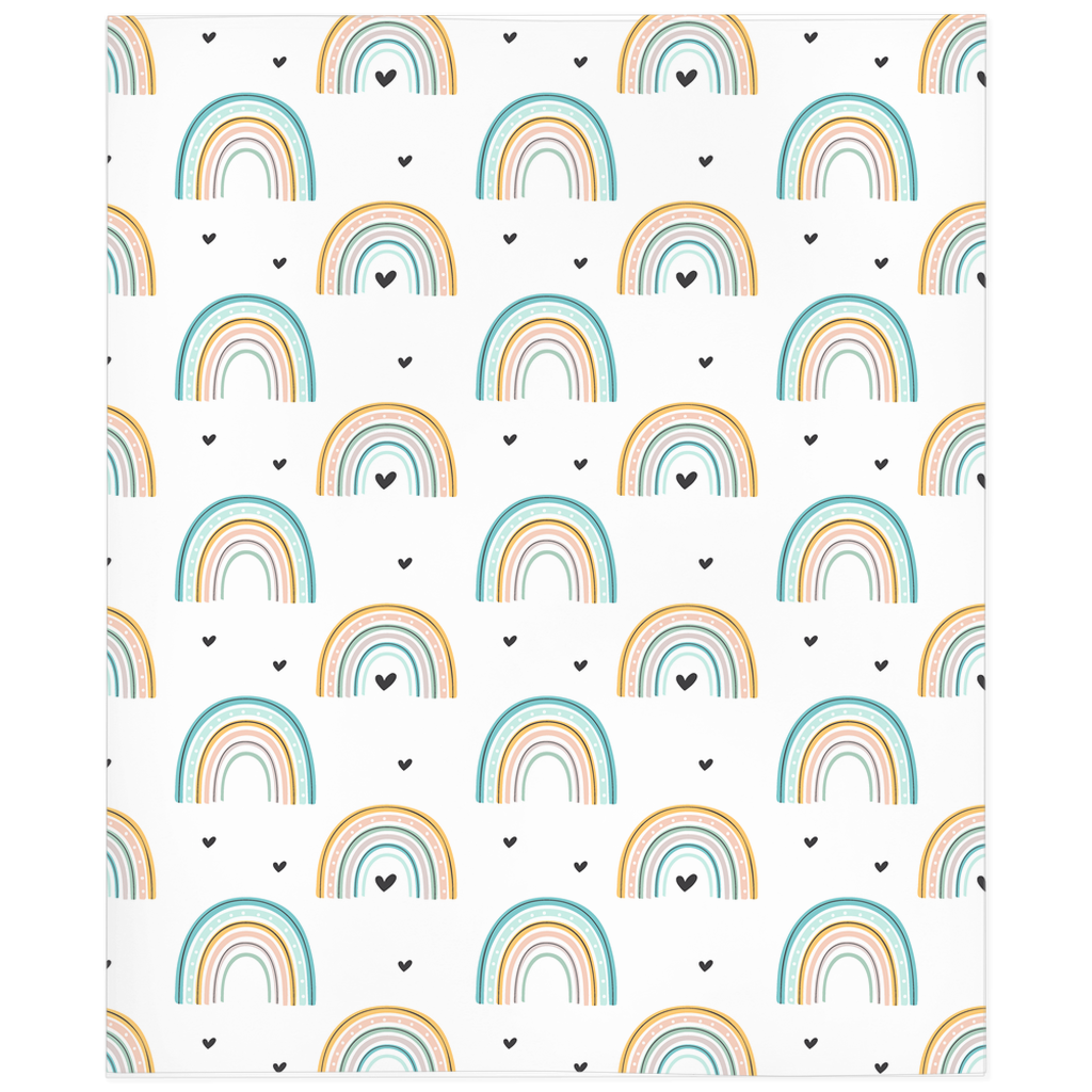 Heart Rainbow Minky Blanket, Rainbow Nursery Bedding