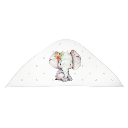 Tropical Leaves Hooded Baby Towel, Elephant Baby Girl Towel