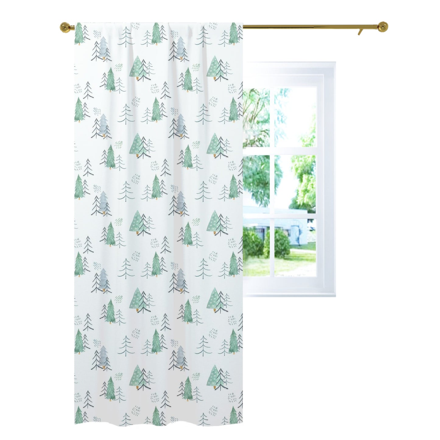 Scandinavian Pine Trees Curtains, Forest Nursery Decor - Scandi Woodland