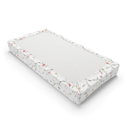 Mauve Floral Changing Pad, Boho Floral Nursery Bedding - Blush Wildflowers