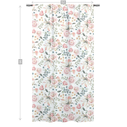 Pink Roses Curtain, Watercolor Floral curtain panels - Candy Rose