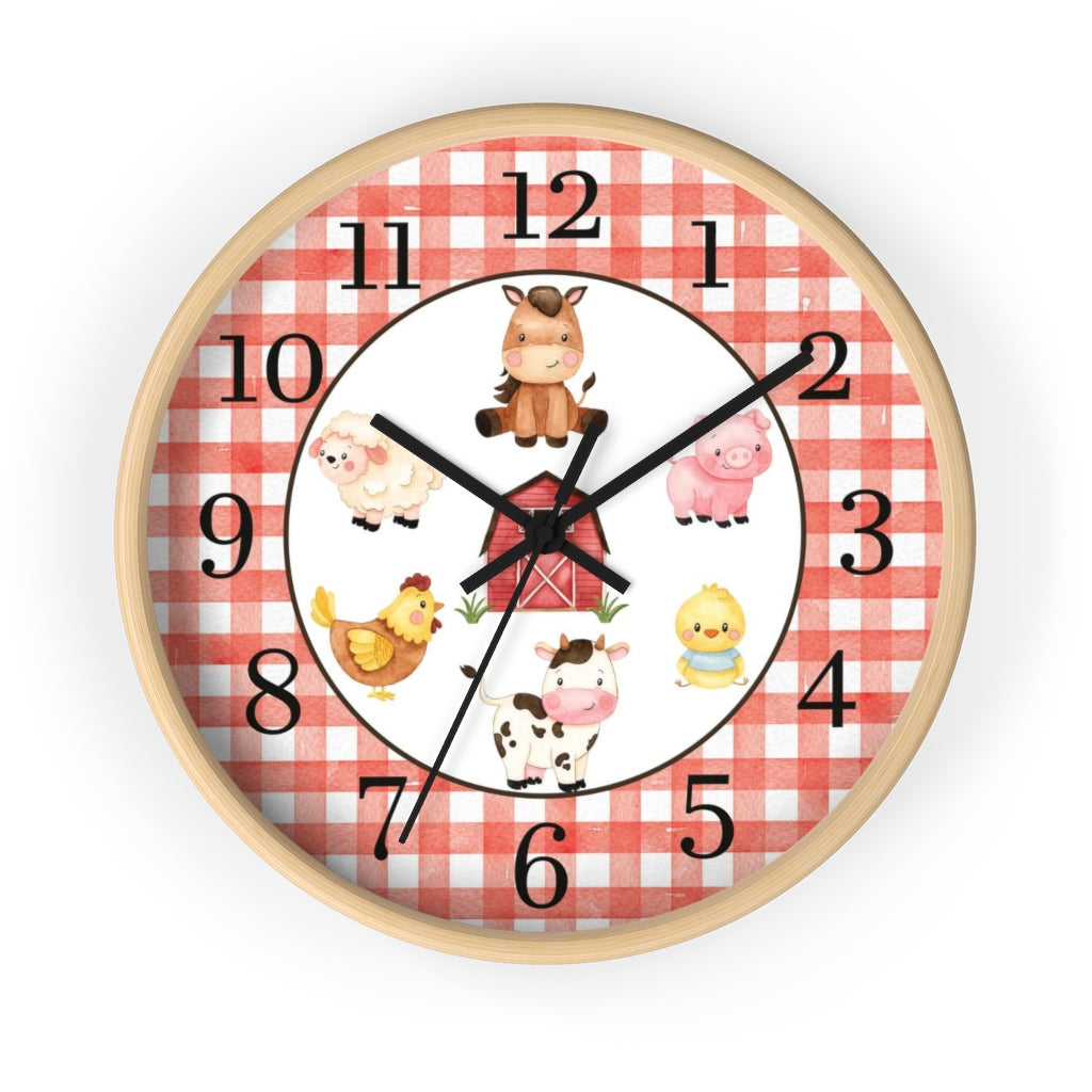 Farm Animals Kids Wall Clock | Farm Nursery Decor