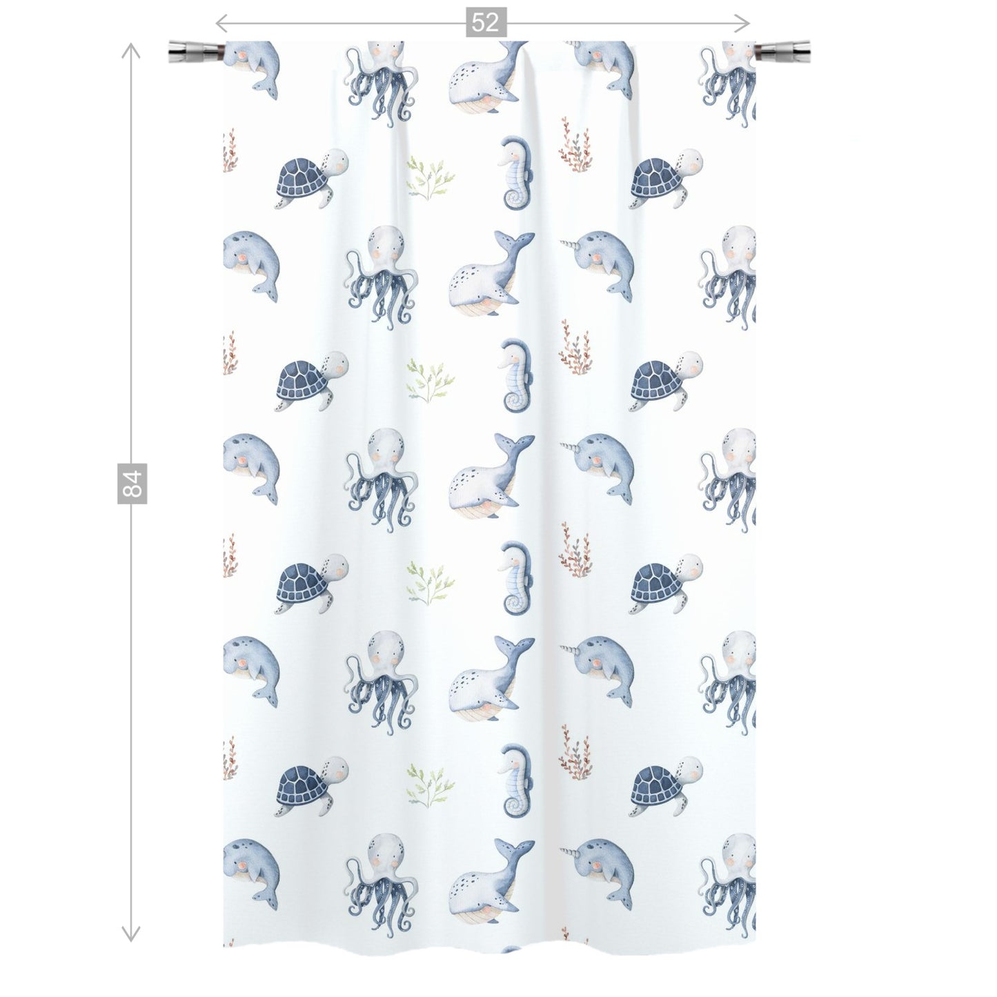 Under the Sea Nursery Curtains Single Panel | Sea Animals Nursery Decor - Little Ocean