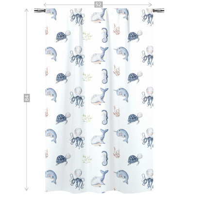 Under the Sea Nursery Curtains Single Panel | Sea Animals Nursery Decor - Little Ocean