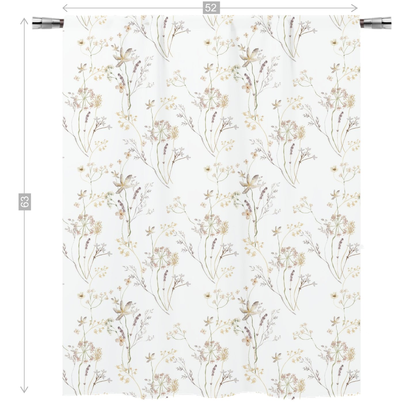 Cream Wildflower curtains, Wild Flowers Nursery Decor - Mustard Wildflowers