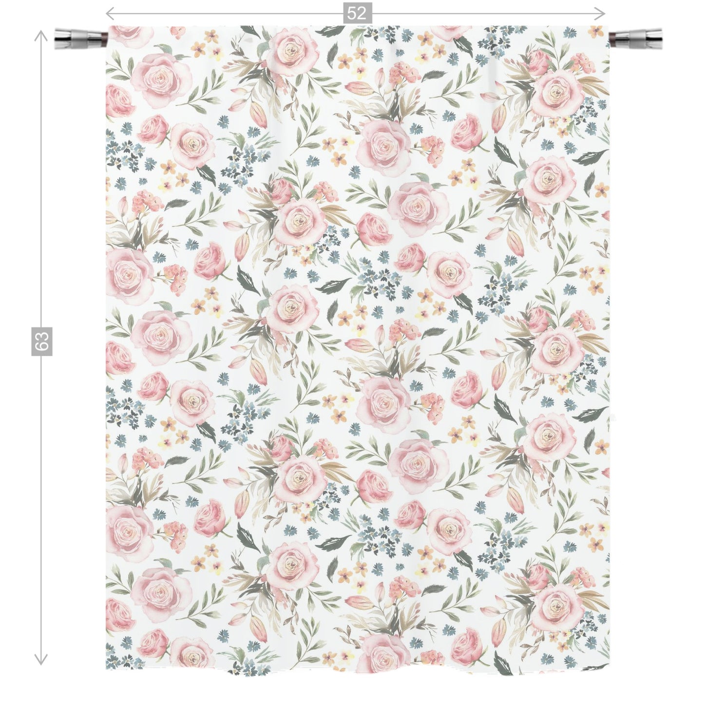 Pink Roses Curtain, Watercolor Floral curtain panels - Candy Rose