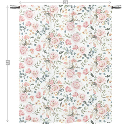 Pink Roses Curtain, Watercolor Floral curtain panels - Candy Rose