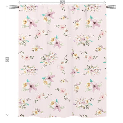 Pink Floral Curtains, Floral Nursery Decor - Forest Friends