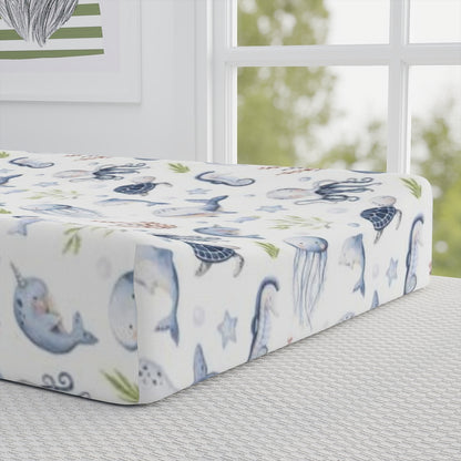 Ocean Changing Pad Cover, Under The Sea Nursery Decor - Little Ocean