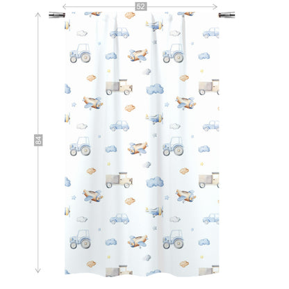 Transport Vehicles Curtain, Transportation Nursery Decor - Blue Transportation