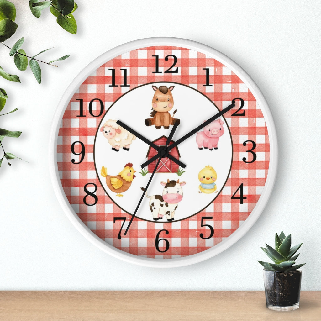 Farm Animals Kids Wall Clock | Farm Nursery Decor