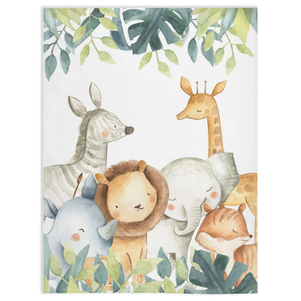 Safari Animals Minky Blanket, Jungle Nursery Bedding - Baby Africa