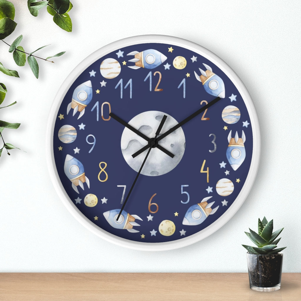 Space Nursery Clock, Planets Kids Room Décor - Outer Space