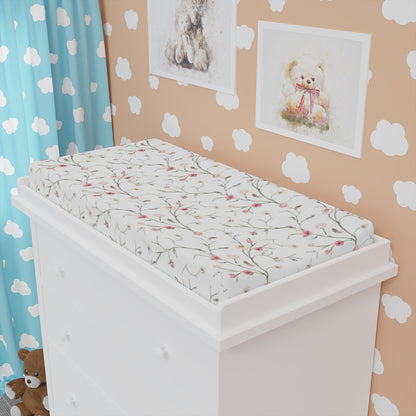 Mauve Floral Changing Pad, Boho Floral Nursery Bedding - Blush Wildflowers