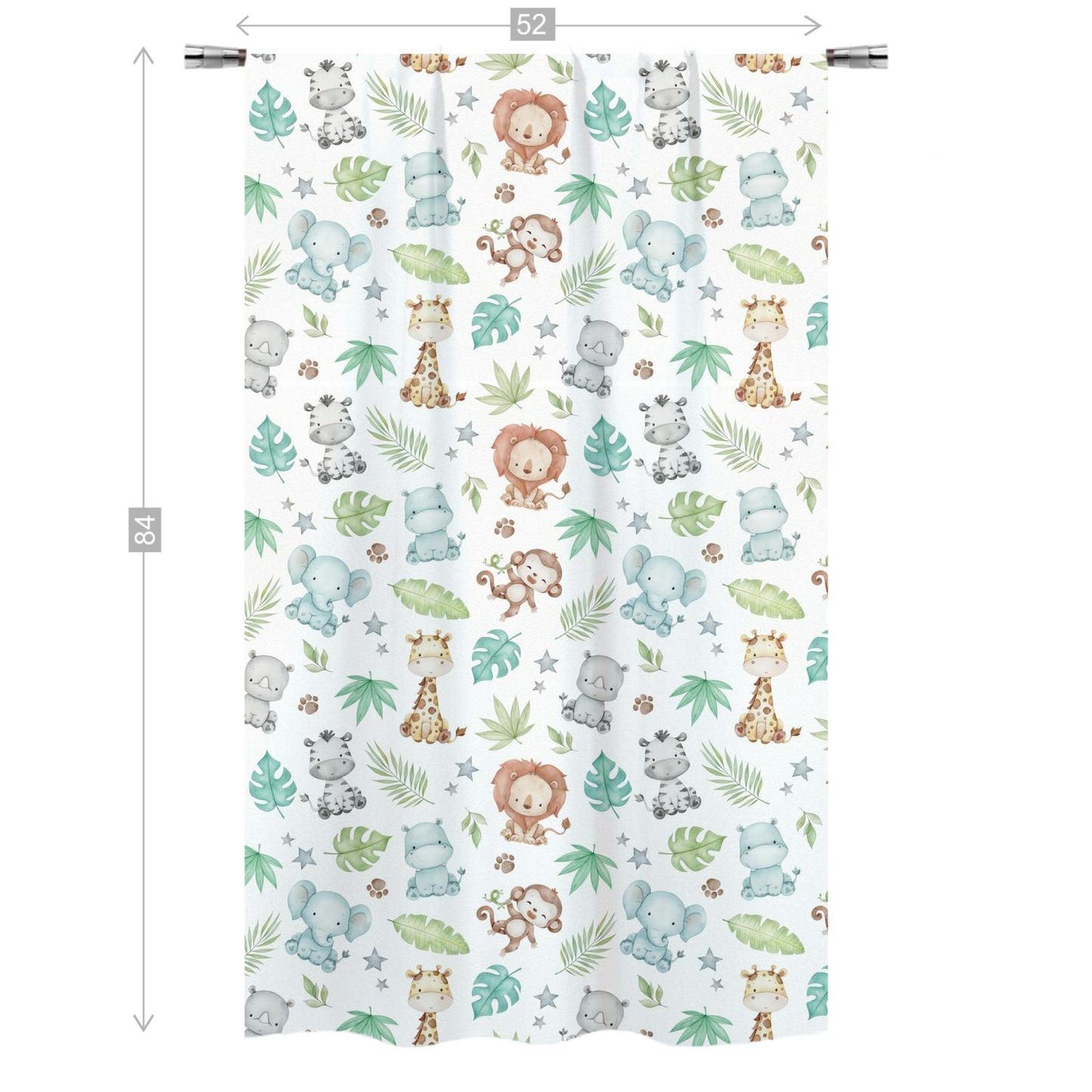 Safari animals Curtain, Single Panel, Safari nursery decor - Cute safari