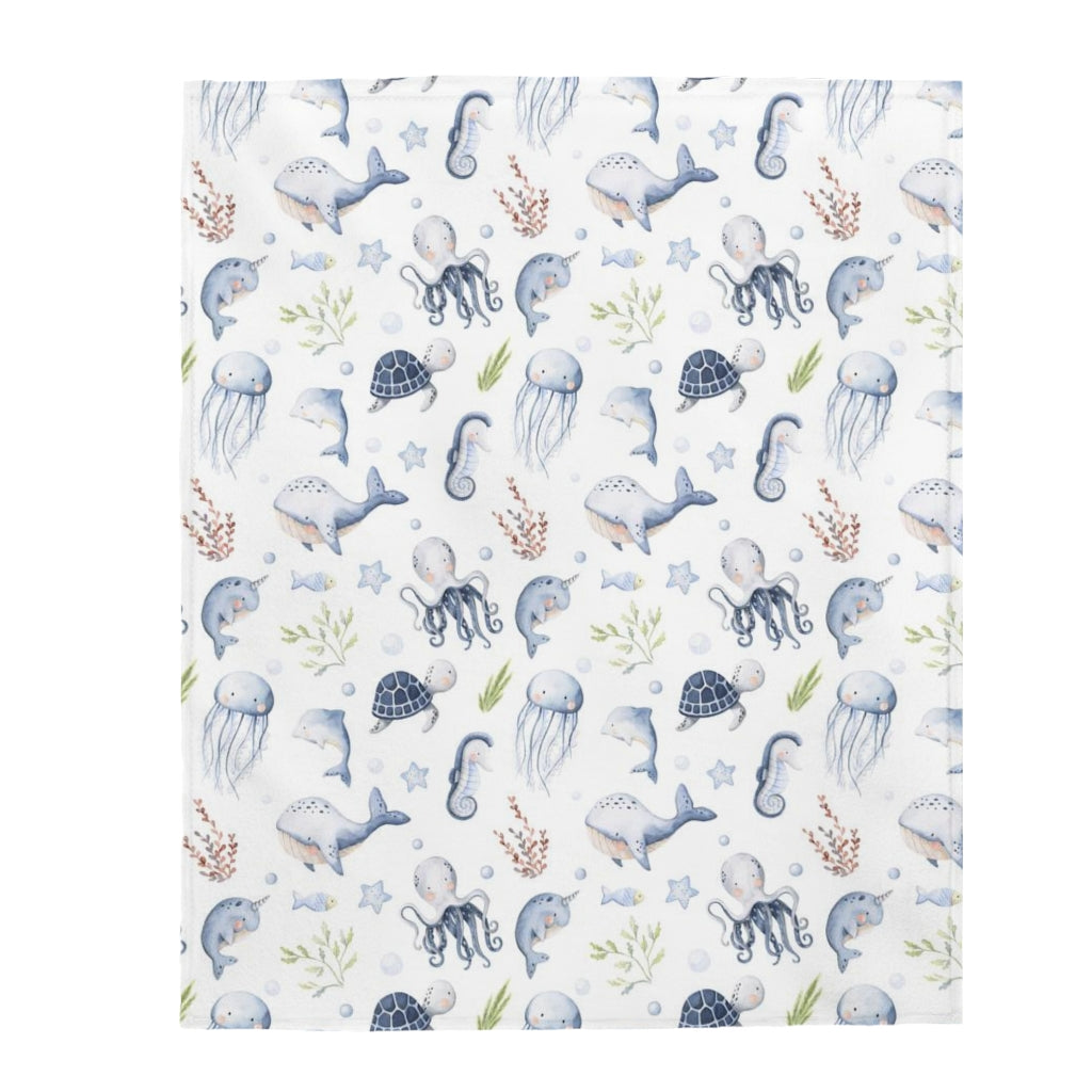 Under the sea Blanket, Sea Animals Nursery Bedding - Little Ocean