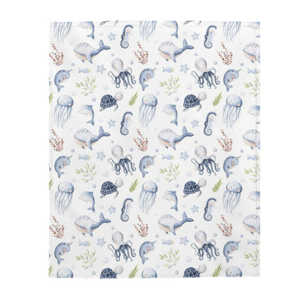 Under the sea Blanket, Sea Animals Nursery Bedding - Little Ocean