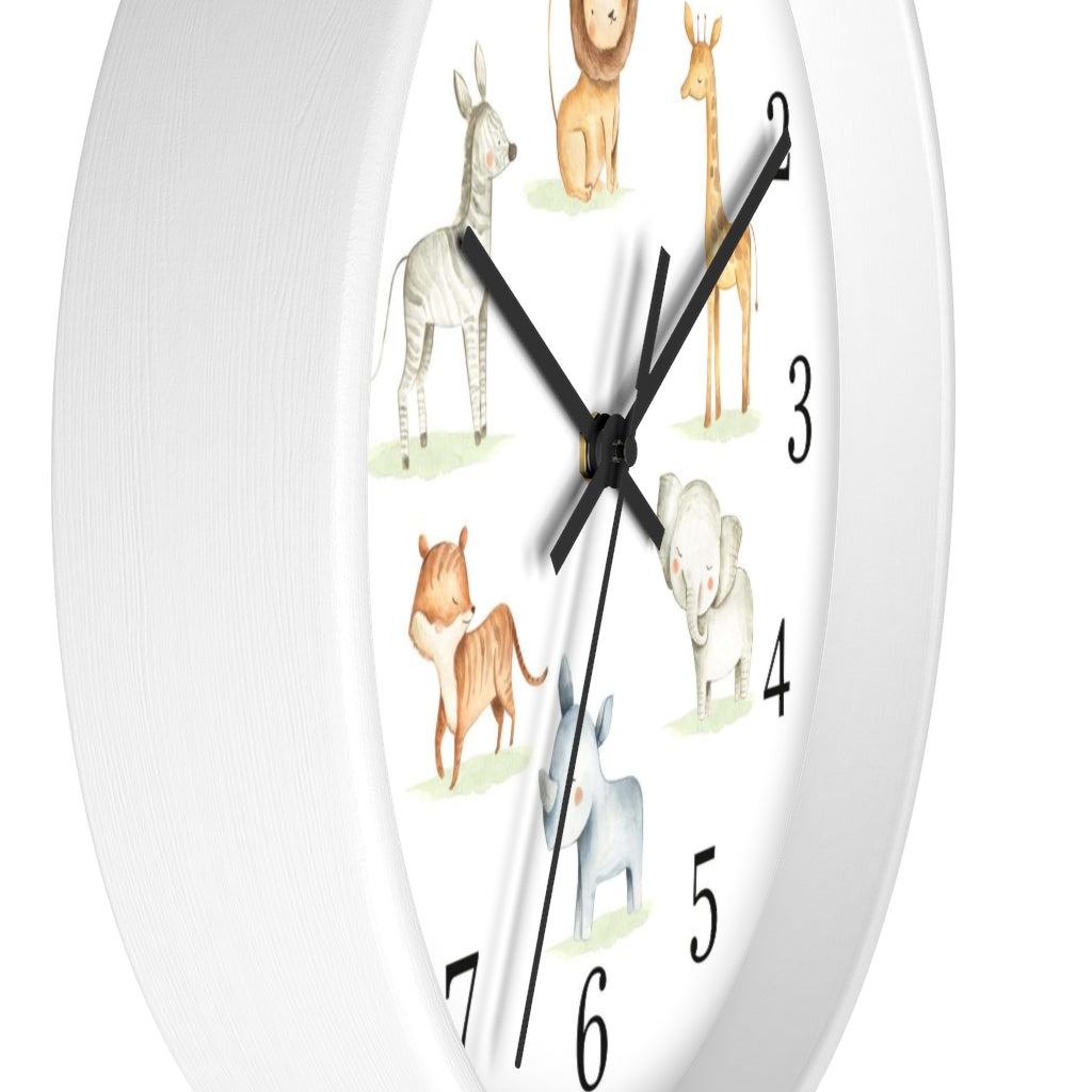 Safari animals clock, Jungle Nursery Decor - Baby Africa