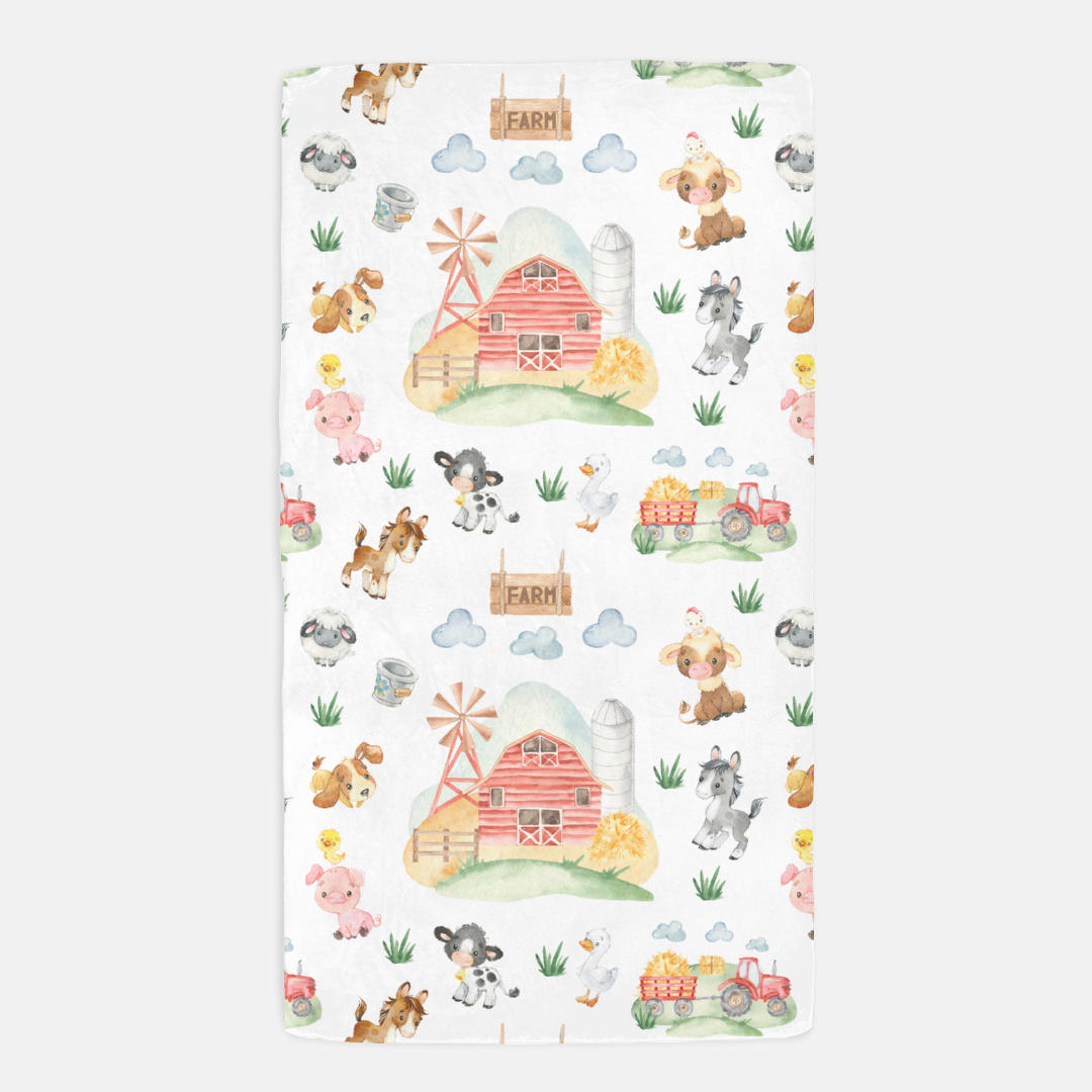 Farm Crib Sheet, Barnyard Nursery Bedding - Farm Babies