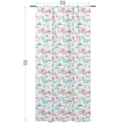 Pink dinosaur Curtain, Single Panel, Girl dinosaur nursery decor - Pink dinosaur