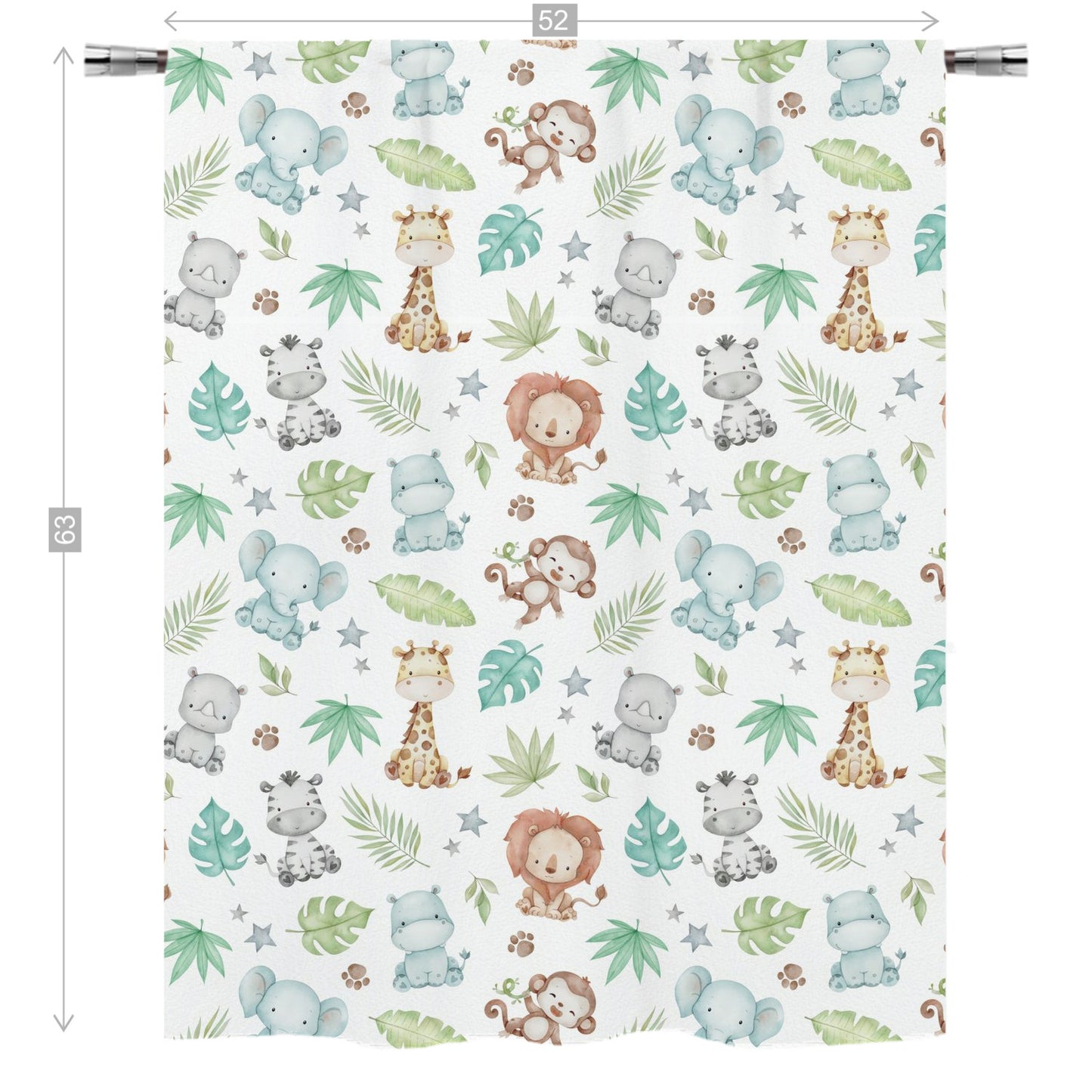 Safari animals Curtain, Single Panel, Safari nursery decor - Cute safari