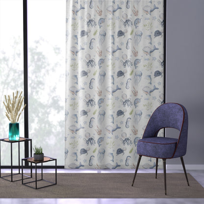 Under the Sea Sheer Curtain, Ocean Animals Curtain - Little Ocean