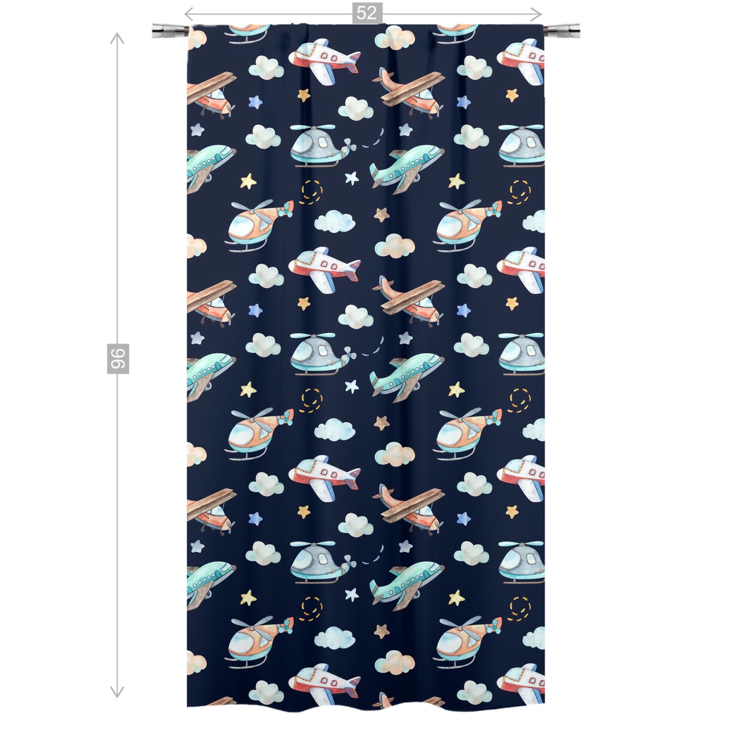 Airplanes Curtain, Single Panel, Aviation nursery decor - Night Flight