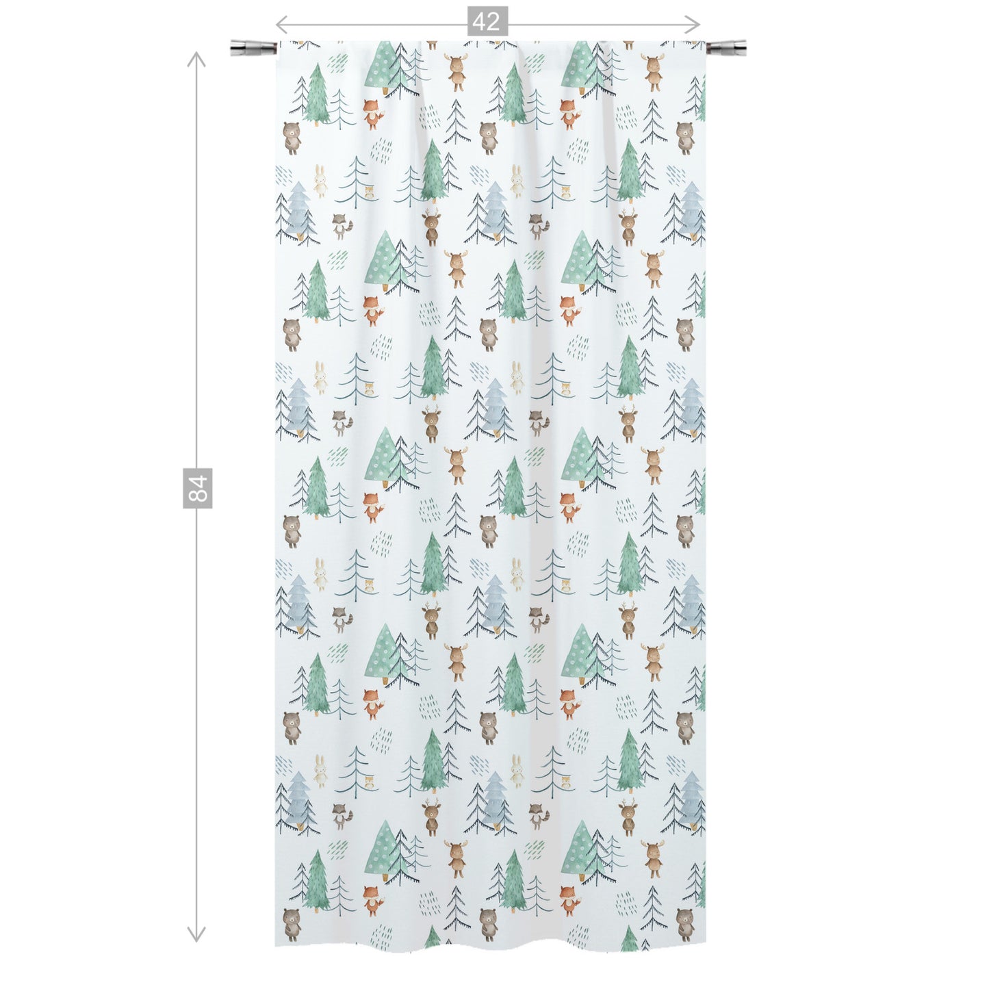 Woodland Curtain Single Panel, Forest Nursery Decor - Scandi Woodland