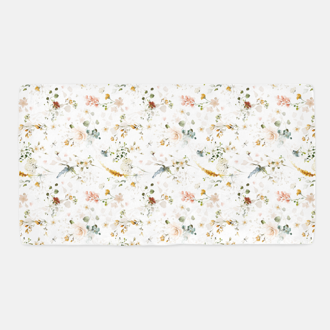 Wild Flowers Crib Sheet, Boho Floral Girl Nursery Bedding - Vintage Garden