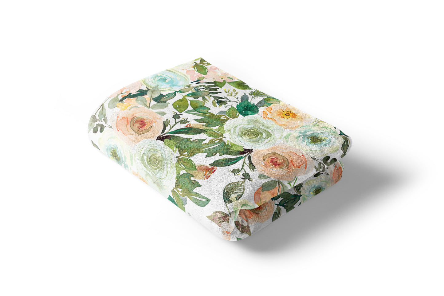 Floral Minky Blanket, Girl Bedding - Peach Mint Garden