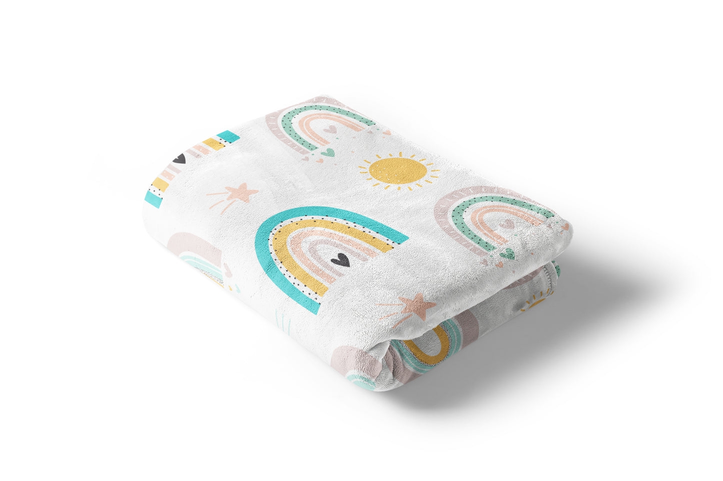 Sun stars and Rainbow Minky Blanket, Rainbow Nursery Bedding