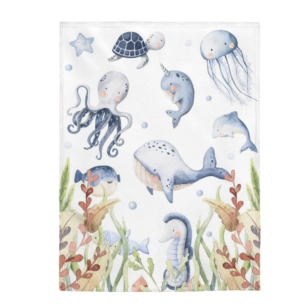 Under the sea Blanket, Sea Animals Nursery Bedding - Little Ocean