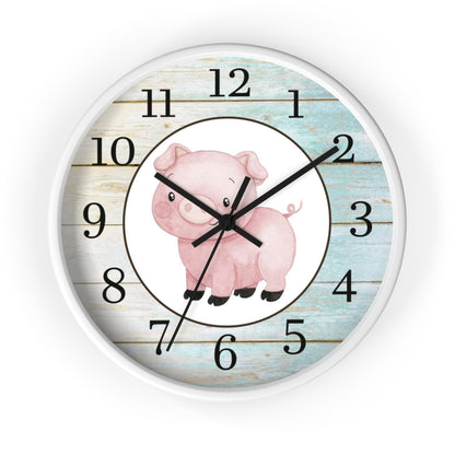 Pig Kids Wall Clock | Farm Nursery Decor