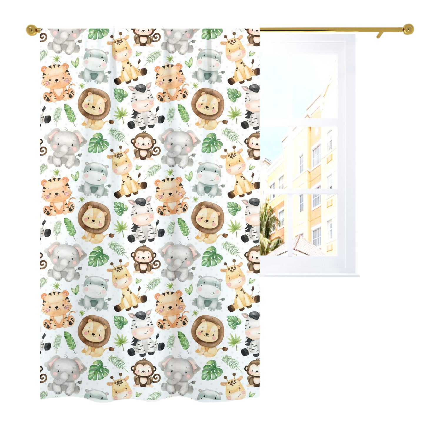 Safari animals Curtain, Single Panel, Safari nursery decor - Safari Explorer