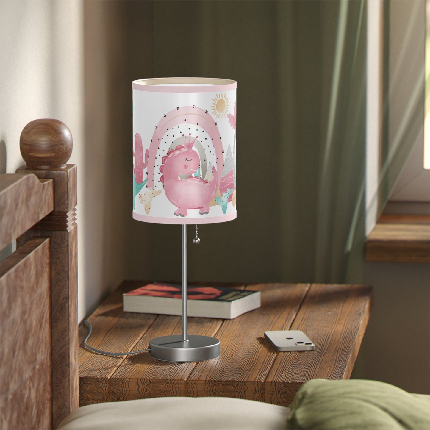 Pink dinosaur lamp, Dinosaur nursery decor, Pink Dinosaur