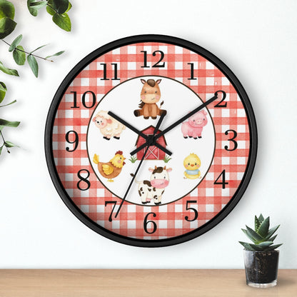 Farm Animals Kids Wall Clock | Farm Nursery Decor