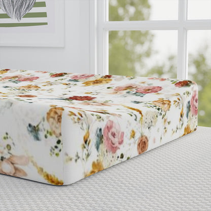 Wild Flowers Changing Pad, Boho Floral Nursery Bedding - Vintage Garden