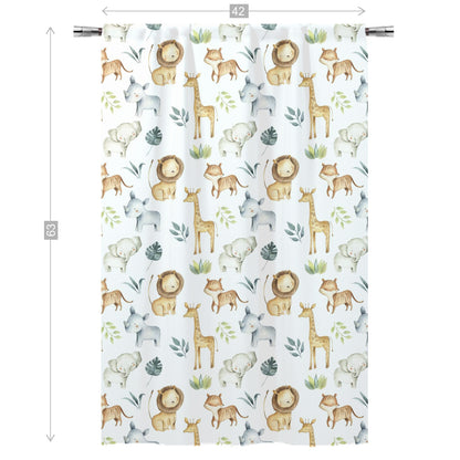 Safari Animals Curtain, Single Panel, Jungle Nursery Decor - Baby Africa