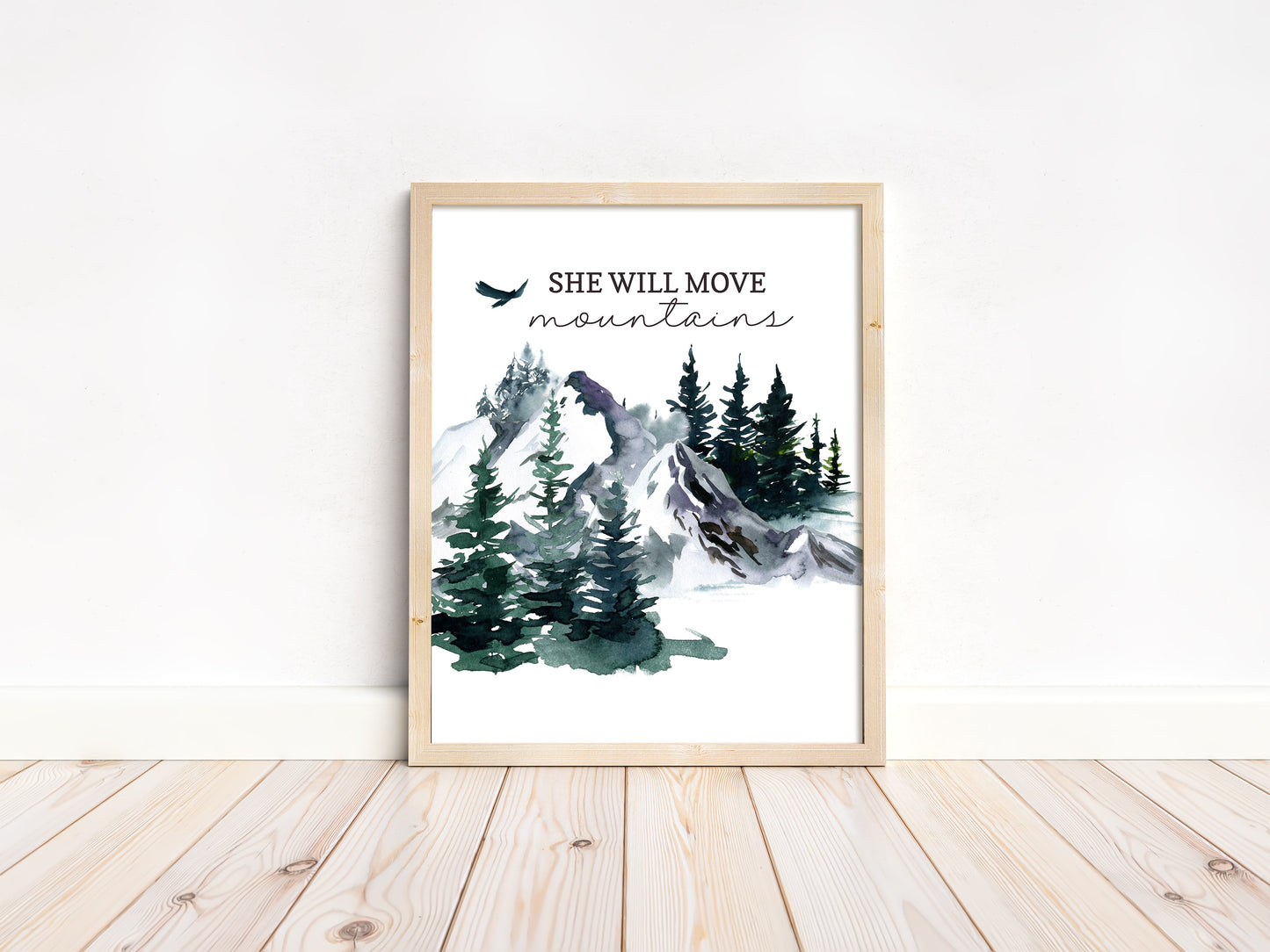 She will move Mountaians, PRINTABLE Forest Wall Art, Woodland Nursery Print