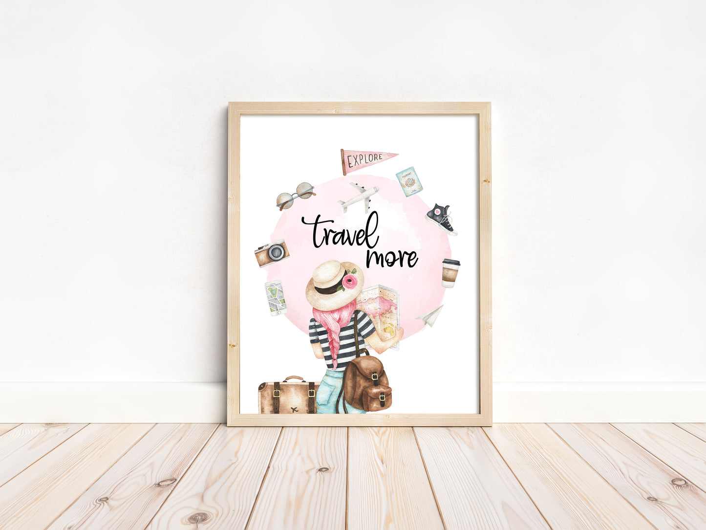 Travel More, PRINTABLE Travel Wall Art, Explore Nursery Print