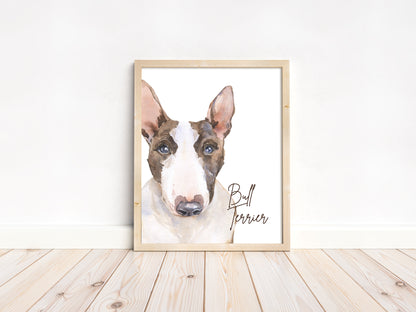 Bull Terrier Dog Wall Art, Dog Nursery Print