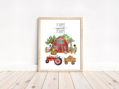 Farm sweet farm, PRINTABLE Farm Wall Art, Farmhouse Nursery Print