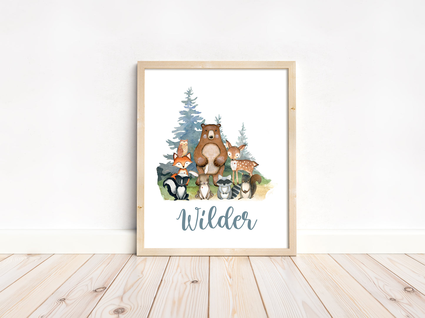 Personalized Woodland Wall Art, Forest Nursery Print Unframed