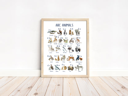 PRINTABLE Alphabet Wall Art, Animals Nursery Print