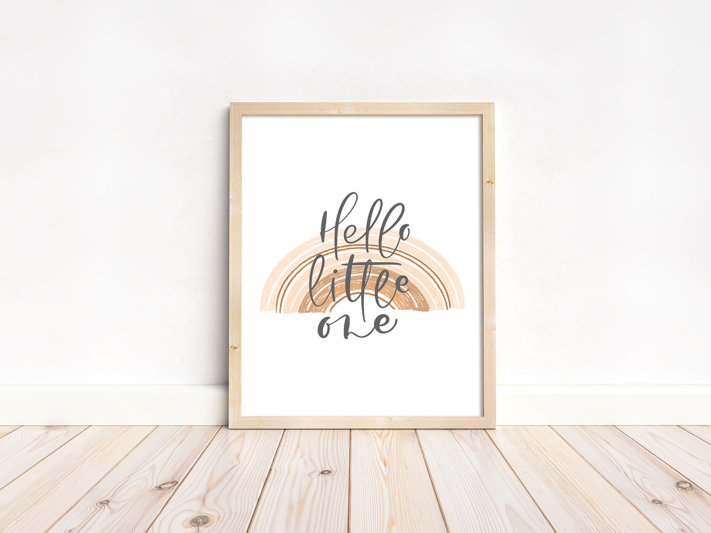 Hello Little One, PRINTABLE Rainbow Wall Art, Rainbow Nursery Print - Earthy Rainbow