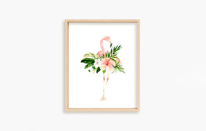 Personalized Flamingo Wall Art, Girl Nursery Decor - Set of 3 Unframed Prints