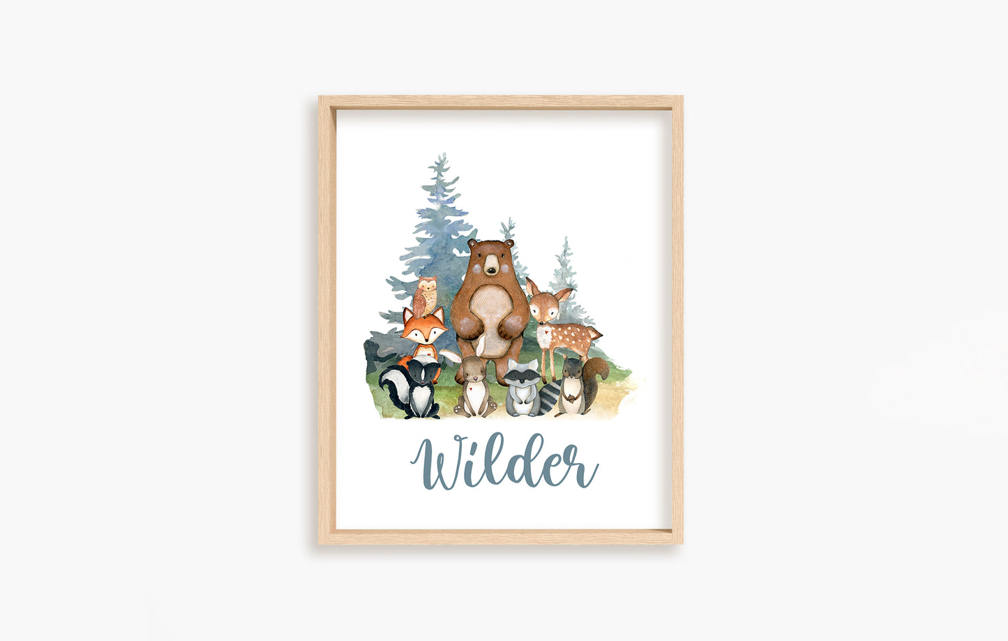 Personalized Woodland Wall Art, Forest Nursery Print Unframed